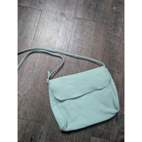 Mint Green Leather Purse by Samantha Scott: Medium Shoulder Crossbody Handbag - Picture 1 of 14